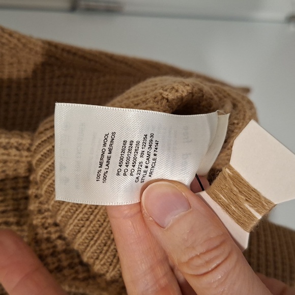 Wilfred Women's Camel/Tan Merino Wool Waffle Knit Crewneck Sweater (Size S) - Picture 8 of 9